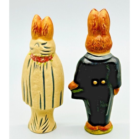 Vaillancourt Folk Art Bride and Groom Wedding Bunny Rabbits 6.5 inch 1994 #44 - Picture 3 of 8